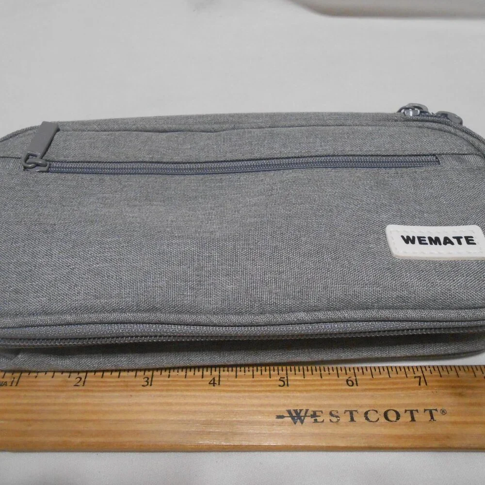 NEW WEMATE GRAY PENCIL CASE ORGANIZER OFFICE SCHOOL HOME ZIPPER POUCH BAG 🎁